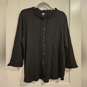 Lands' End Black Blouse with Flared Sleeves